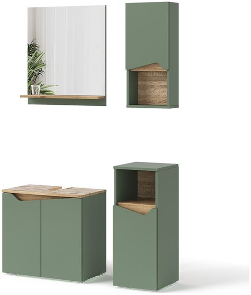 Badmöbel-Set Marelle Grün/Artisan 4 Teile Vicco
