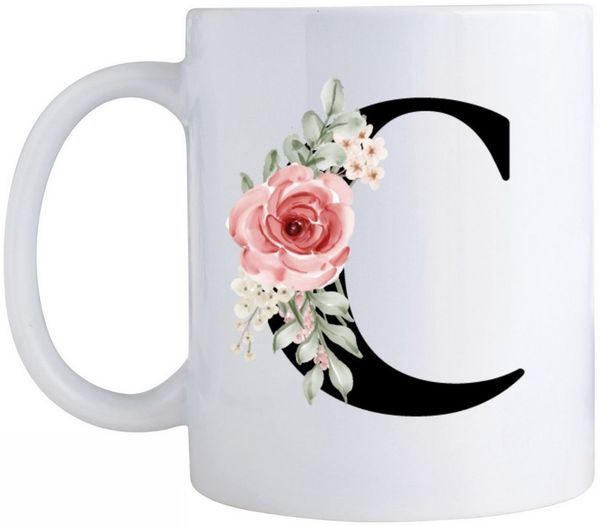 Giftandprint Tasse personalisiert mit Anfangsbuchstabe Monogramm Geburtstag Geschenk Frau, Geschenke für Frauen, Spülmaschinengeeignet, Mit Geschenkbox