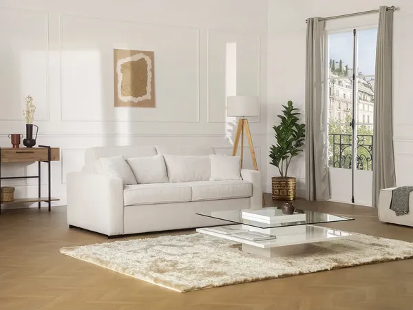 Vente-unique - DOLCE Teppich Stoff Beige - B 160 cm x H 4 cm x L 230 cm