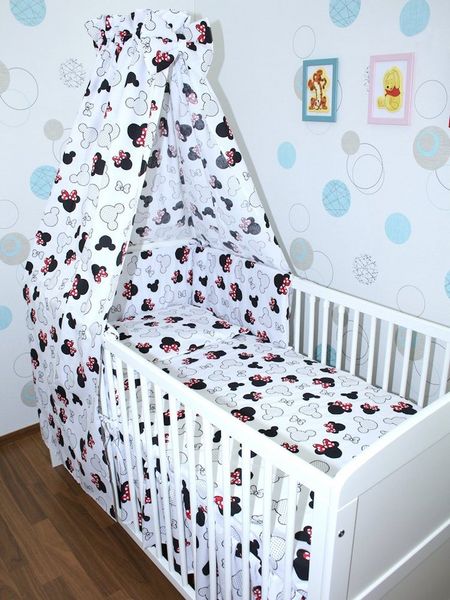 Primawela Babybettwäsche Baby Bettset- 6 teiliges Set mit Vollstoff Himmel Bettwäsche Nestchen