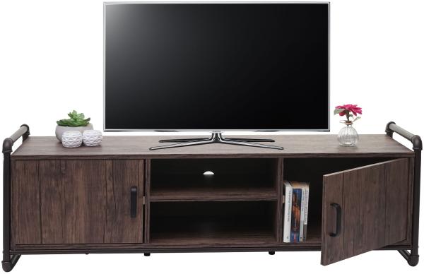 TV-Rack HWC-F58, Industrie-Design 3D-Struktur, braun 45x140x40cm