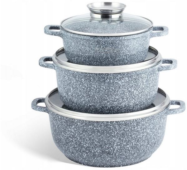 KlönBerg Topf-Set Drei große Töpfe in verschiedenen Größen mit Steinbeschichtung, Aluminium, Aluminiumguss, Keramik, Edelstahl (Multifunktional, geeignet zum Kochen, Braten und Backen!, 6-tlg, Es ist eine perfekte Geschenkidee für jeden Anlass), Innova...