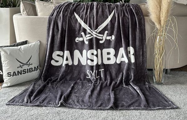 Sansibar 'Sylt' Wohndecke, 100 % hochwertiges Polyester anthrazit / offwhite, 150 x 200 cm