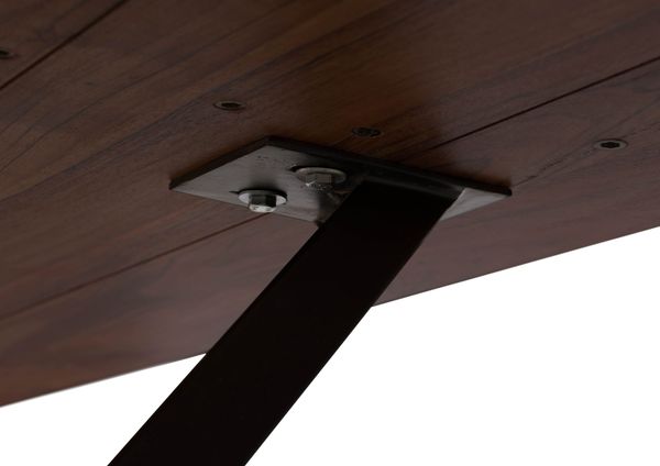 Esstisch Akazie 160x90x75 braun lackiert / ausgestellte X-Beine anthrazit matt SWISS EDGE Bild 4