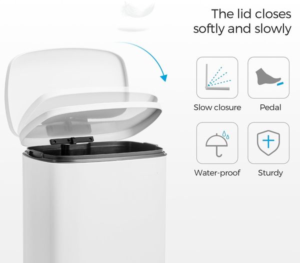 Mülleimer Abfalleimer Treteimer 50 Liter aus Stahl weiß Fußpedal BTL101W01 Bild 8