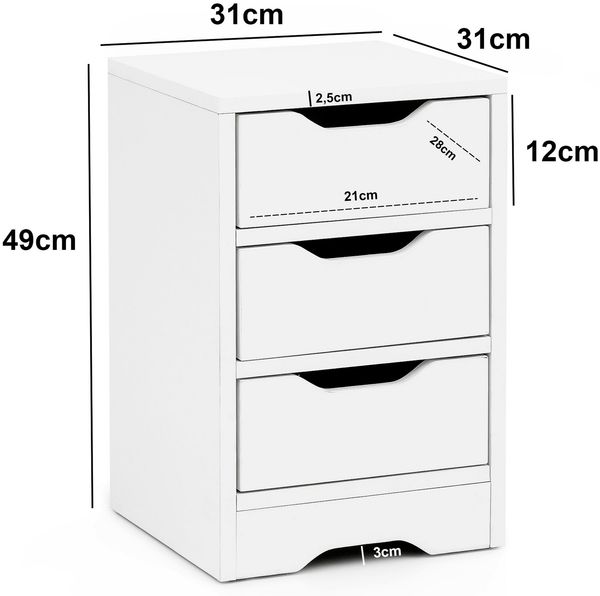Nachtkonsole WL5.704 31x49x31 cm Weiß Matt mit 3 Schubladen Bild 8