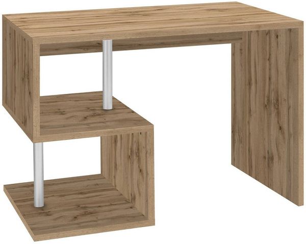 Dmora Schreibtisch Acan, linearer PC-Schreibtisch, Mehrzweck-Bürotisch, platzsparender Schreibtisch mit mehreren Positionen, 100 % Made in Italy, 100 x 50 x 78 cm, Eiche