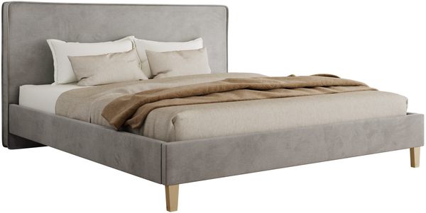 Design Polsterbett LUMARO CLASSIC 160 x 200 cm mit Lattenrost & 12cm hohen Füßen, Doppelbett mit Kopfteil, Konfigurierbar - Hellgrau Velvet Bild 4