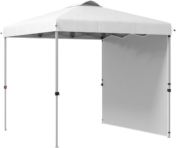 Faltbares Gartenzelt 2,5 x 2,5 m, höhenverstellbar, UV-Schutz, 1 Seitenwand und Ballastsäcke, weiß