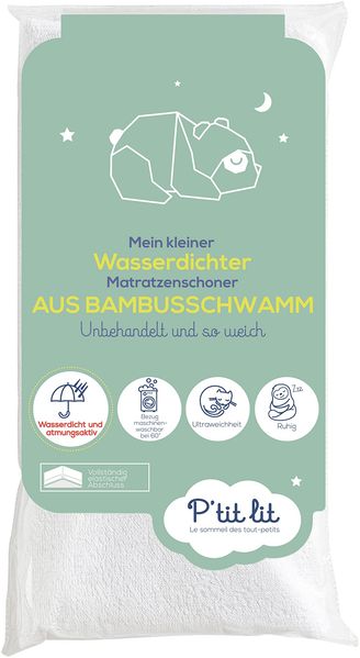 P'tit Lit - Bamboo Baby Matratzenschoner | 60x120 cm | Wasserdicht | Oeko Tex | Keine chemische Behandlung | Atmungsaktiv und geräuscharm