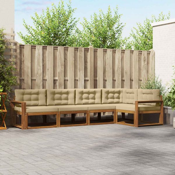 vidaXL Outdoor-Sofagarnitur mit Kissen 5 pcs Natur und Beige 3367586