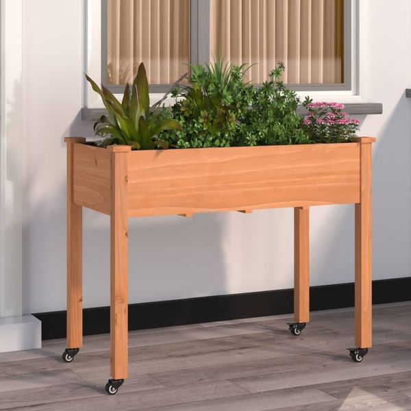 vidaXL Pflanzkübel mit Einsatz und Rollen Braun 118x59x80cm Tannenholz 3157827