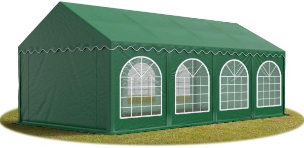 TOOLPORT Festzelt Partyzelt 4x8 m PREMIUM, hochwertige PVC Plane 750 N in dunkelgrün 100% wasserdicht mit Bodenrahmen