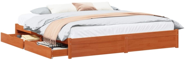 vidaXL Bettrahmen Wachsbraun 180x200 cm Massivholz Kiefer 3422737