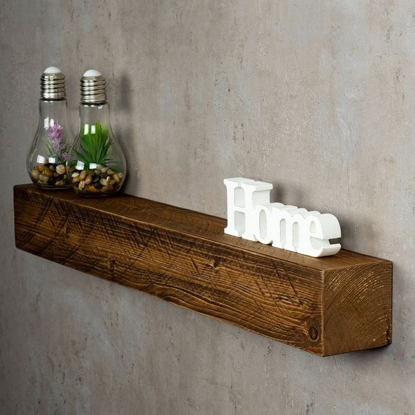 Levandeo® Wandregal, levandeo Wandregal Holz Massiv 80x10cm Nussbaum Farbig Wandboard