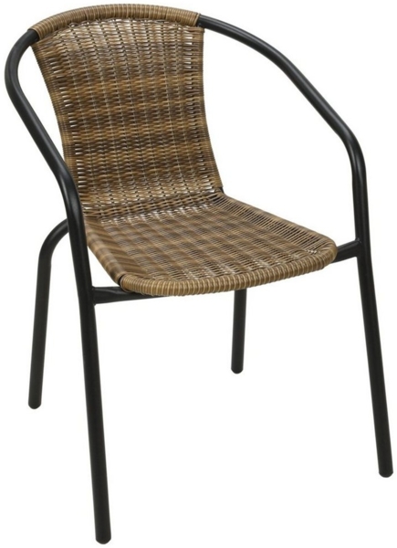 Stabiler Polyrattan Bistrostuhl Stapelstuhl Cappuccino / schwarz