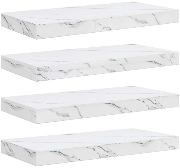 vidaXL Wandregal 4 pcs Weiß Marmor 50 x 23,5 x 4 cm Holzwerkstoff 42019967