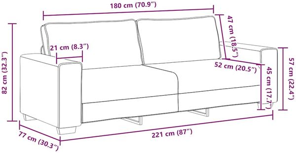 vidaXL 3-Sitzer-Sofa Weinrot 220x77x82 cm Stoff 4105179 Bild 9