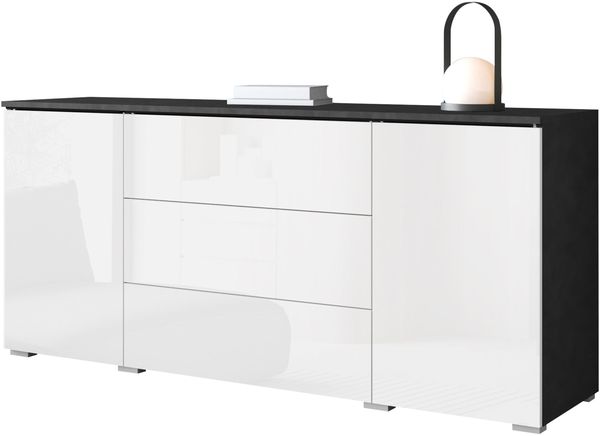 Kommode Doppo 150 (Farbe: Matera / Weiß Hochglanz, ohne Beleuchtung)