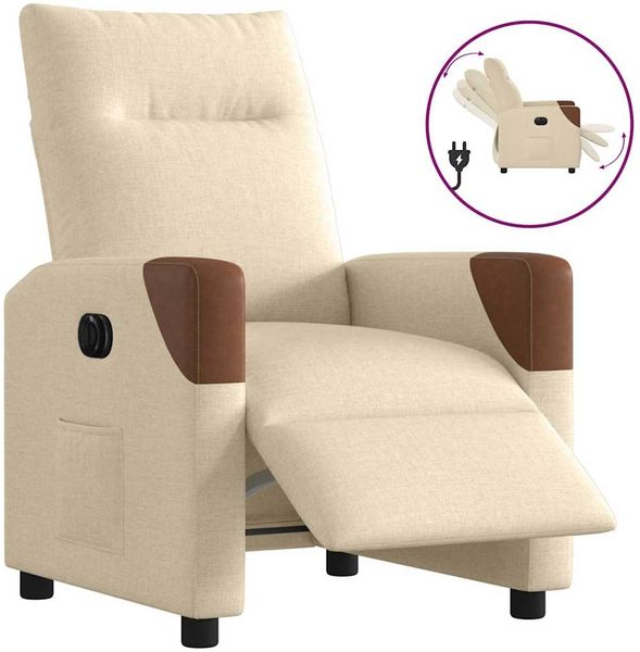 vidaXL Relaxsessel Elektrisch Creme Stoff 3323994
