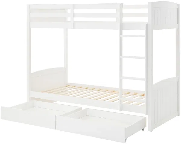 Vente-unique - LIMODARA Bett Holz, Platte Weiß - B 101,5 cm x H 162,5 cm x L 208 cm Bild 4
