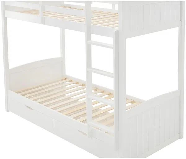 Vente-unique - LIMODARA Bett Holz, Platte Weiß - B 101,5 cm x H 162,5 cm x L 208 cm Bild 6