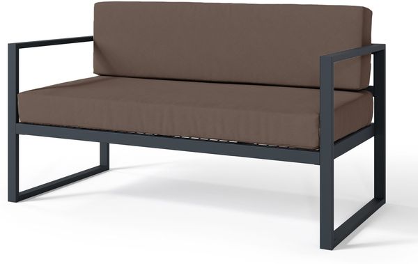 Selsey 'Dywilly' Garten-Sofa 2-Sitzer, wasserabweisend, braun/schwarzes Gestell ca. 72 x 128 x 65 cm