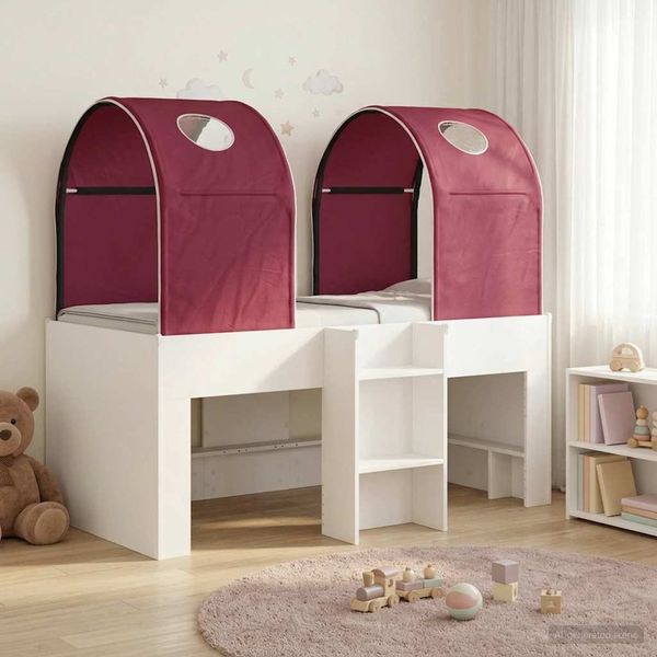 vidaXL Bett mit Tunnel 4 pcs Weiß und Rot Holzwerkstoff 3423489