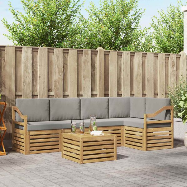 vidaXL Outdoor-Sofagarnitur 6 pcs Weiß und Hellgrau 59 x 59 x 37 cm 3391891