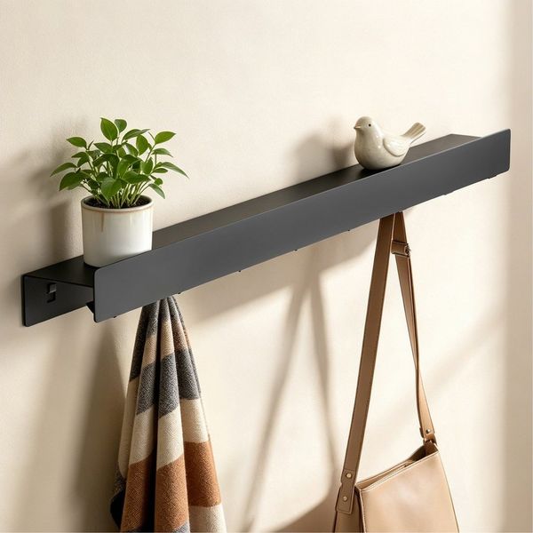 doporro Garderobenleiste Wandgarderobe Garderobenhaken 4/6/8 Haken mit Ablage aus Metall Stalo (8 St), Pulverbeschichtet mit Carbonstahl, 4/6/8 Haken Möglichkeiten