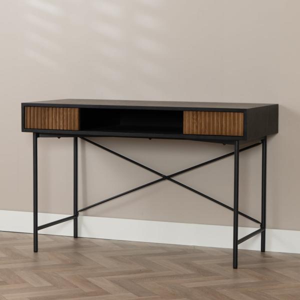 Bronx71 Schreibtisch Maury schwarz / Eiche dunkel 120x55x77cm