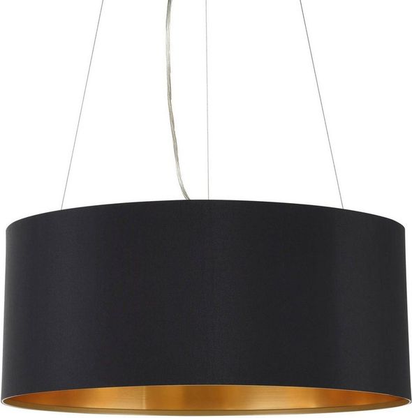 Eglo 31605 Pendelleuchte - Hängeleuchte Maserlo in Textil schwarz, gold E27 max. 3X60W H:110cm Ø53cm dimmbar höhenverstellbar