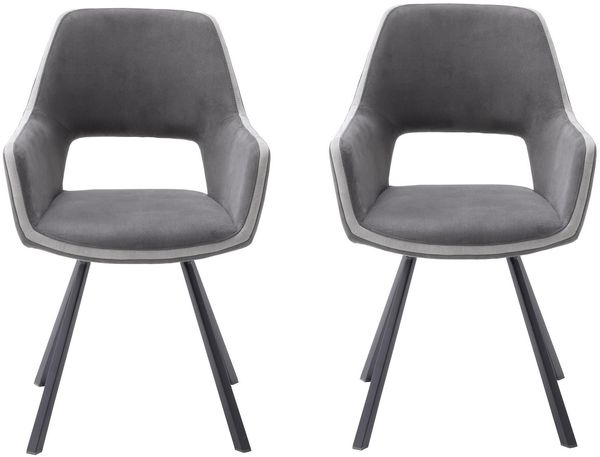 Esszimmerstuhl >Agrafa< (2-er Set) in Grau aus Metall - 58x90x60cm (BxHxT)