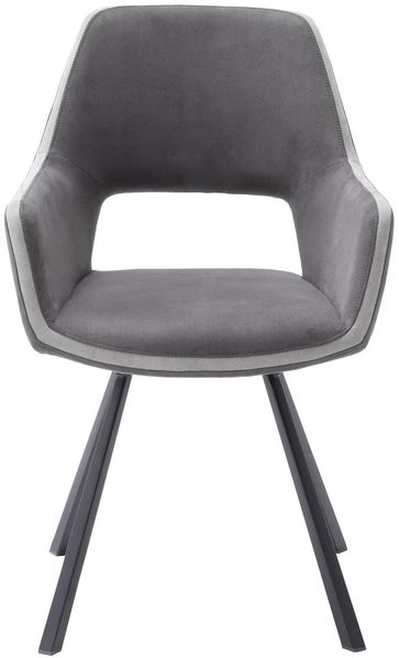 Esszimmerstuhl >Agrafa< (2-er Set) in Grau aus Metall - 58x90x60cm (BxHxT)