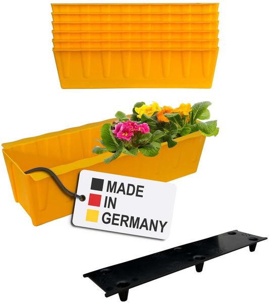 BURI 6 Euro-Paletten Blumenkästen-Einsätze inkl. Bewässerungsmatte | 37,3cm Gelb | Pflanzkasten für Europalette Palette | Balkonkasten | Blumentopf | aus stabilen Kunststoff | Made in Germany Bild 2
