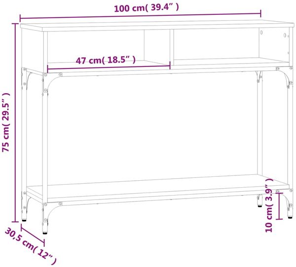 vidaXL Konsolentisch Schwarz 100x30,5x75 cm Holzwerkstoff 833388 Bild 9