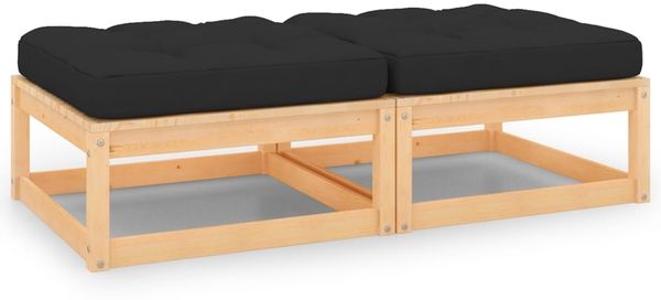 vidaXL Garten-Fußhocker mit Kissen 2 Stk. Massivholz Kiefer 3083723