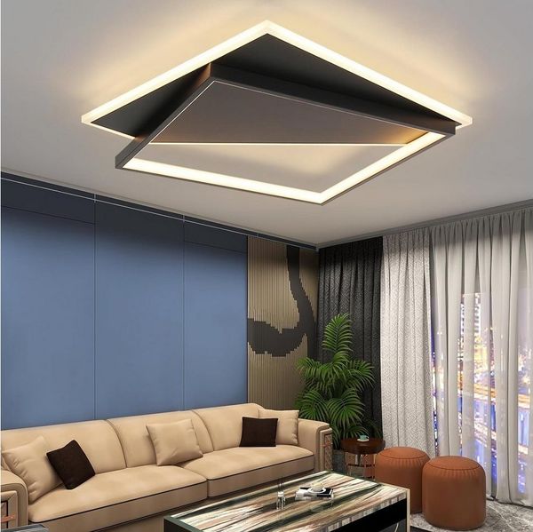 Nettlife LED Deckenleuchte Schwarz Modern 40W Dimmbar mit Fernbedienung Deckenbeleuchtung, Verzögerte Abschaltung + Nachtlicht, LED fest integriert, für Wohnzimmer Schlafzimmer Küche Esszimmer Flur Treppenhaus