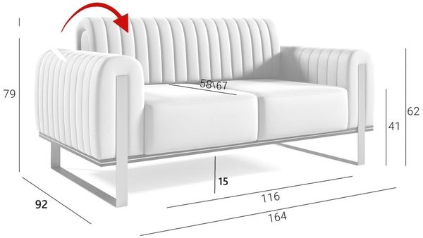 Sofa Designersofa VALERIE 2-Sitzer in Stoff Elisa Velvet Bordeauxrot Bild 2