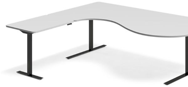 Höhenverstellbarer Tisch DNA lichtgrau 2000x2000 mm links 3-Fuß/Alu-grau