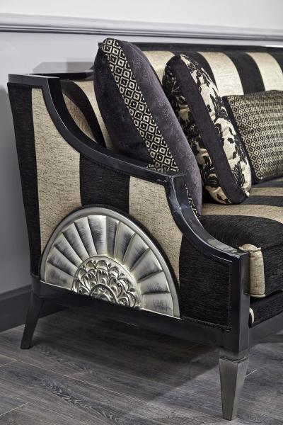 Casa Padrino Luxus Barock Sofa Schwarz / Gold / Silber 244 x 95 x H. 88 cm - Wohnzimmermöbel im Barockstil