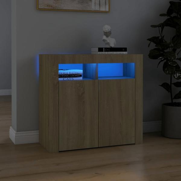 vidaXL Sideboard mit LED-Leuchten Sonoma-Eiche 80x35x75 cm 804331