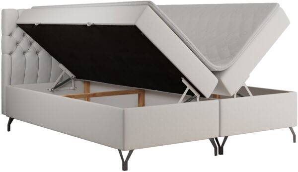 Boxspringbett mit Kopfteil und Topper, Polsterbett - GRIMALDI - 200 x 200 cm - Weiß Kunstleder - H3 Bild 4