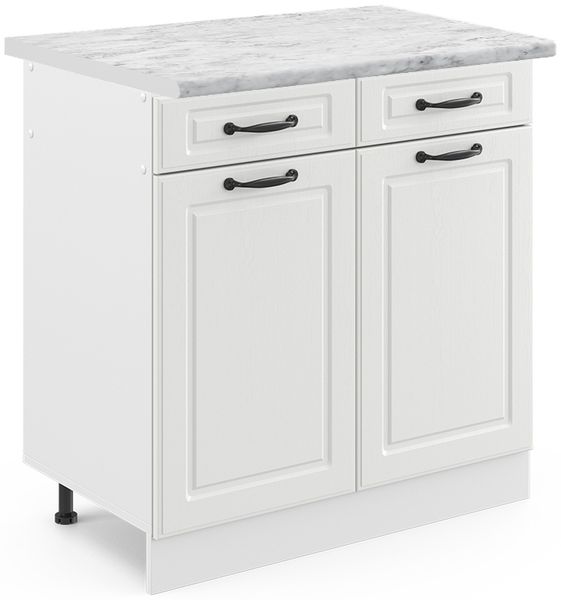Küchenunterschrank R-Line Weiß Landhaus 80 cm , AP Marmor Vicco