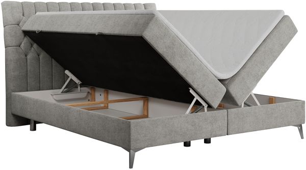 Boxspringbett mit 2 Bettkästen Matratze und Topper - MILEN - 120x200cm - Hellgrau Stoff - H4 Bild 4