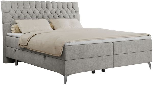 Boxspringbett mit 2 Bettkästen Matratze und Topper - MILEN - 120x200cm - Hellgrau Stoff - H4 Bild 3