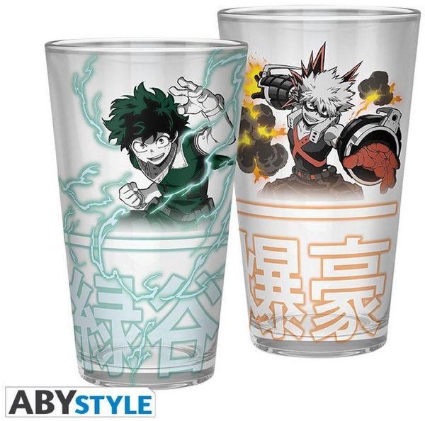 ABYstyle Tasse MY HERO ACADEMIA - Large Glass - 400ml - Izuku & Bakugo - box