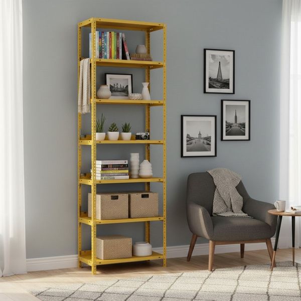 PROREGAL® Schwerlastregal Wohnregal Metallregal MAGNUS 220 x 75 x 30 cm mit 7 Stahlplatten-Ebenen, Desgin Made in Germany Pulverbeschichtet 60kg/Ebene 420kg Gesamtlast
