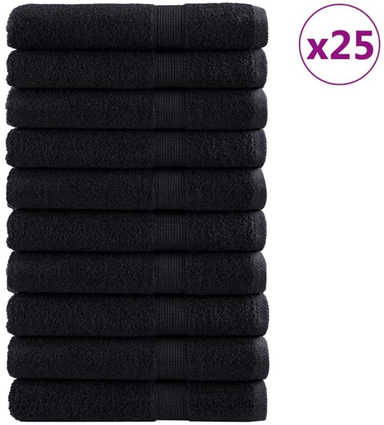 vidaXL Gästetuch SOLUND 25 pcs Schwarz 80 x 200 cm Baumwolle 42008317