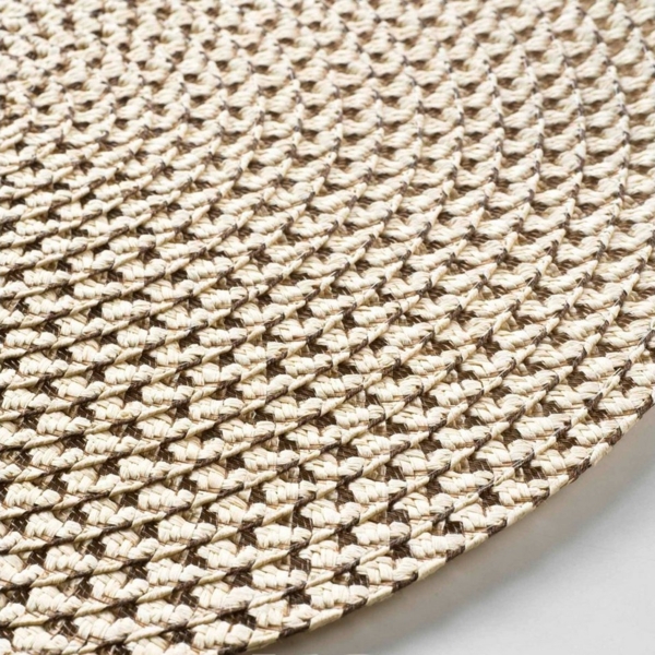 Macosa Home Platzset 4er Set Papierfaser rund 38 cm Tischset Beige Tischmatten, (Naturmaterial, 4-St, Teller-Unterlage Platzdeckchen Tischmatte), Platzmatten modern Boho Tischset Tisch-Untersetzer Bild 2